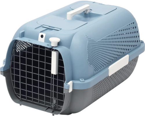 Cage de transport Catit Voyageur 200 medium bleu / gris env. 56 x 37 x 31 cm Cage de transport pour animaux de compagnie en plastique avec porte grillagée