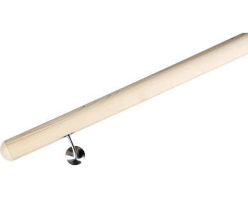Set de main-courante Pertura épicéa Ø 52 mm L:2000 mm avec embout, console pour main courante Set de main-courante Pertura épicéa Ø 52 mm L:2000 mm avec embout, console pour main courante
