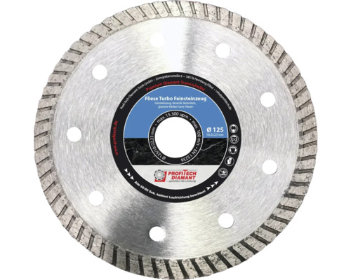 Disque à tronçonner diamanté pour carrelage Turbo grès cérame fin Profitech Diamant Ø 125x22,23 mm