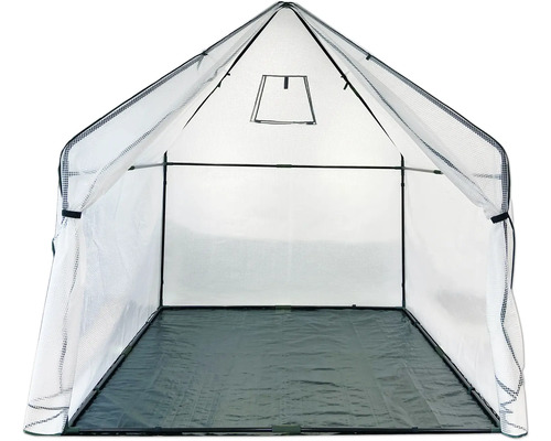 Serre tunnel ouverte avec bâche de sol pour la culture de plantes