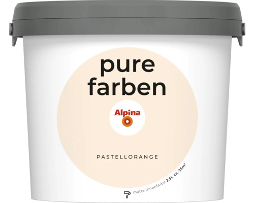 Peinture murale Alpina pure farben orange pastel 2,5 l Seau de peinture d''intérieur mate orange pastel Alpina Pure Farben, 2,5 litres