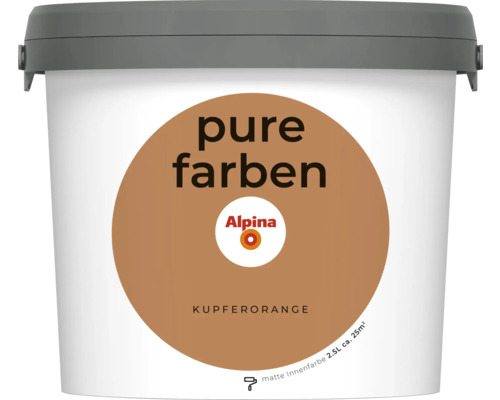 Peinture murale Alpina pure farben orange cuivré 2,5 l Seau de peinture murale intérieure mate orange cuivré Alpina Pure Farben 2,5 litres
