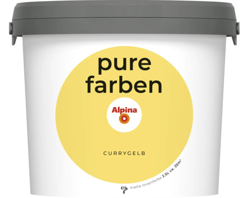 Peinture murale Alpina pure farben jaune curry 2,5 l Alpina Pure Farben peinture d''intérieur jaune curry, 2,5 litres