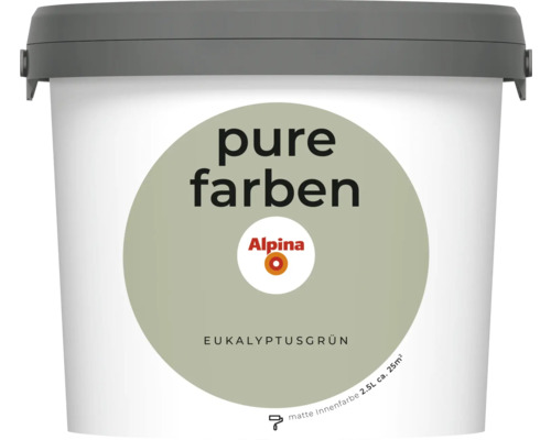 Peinture murale Alpina pure farben vert eucalyptus 2,5 l Alpina Pure Farben peinture d''intérieur vert eucalyptus, 2,5 litres