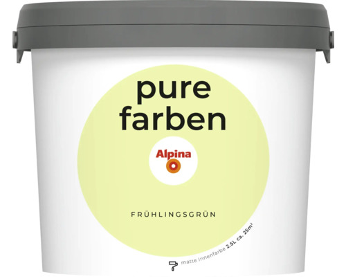 Alpina pure farben Wandfarbe frühlingsgrün 2,5 L