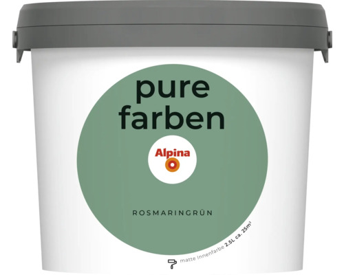 Peinture murale Alpina pure farben vert romarin 2,5 l Seau Alpina Pure Farben Vert romarin peinture d''intérieur mate 2.5L