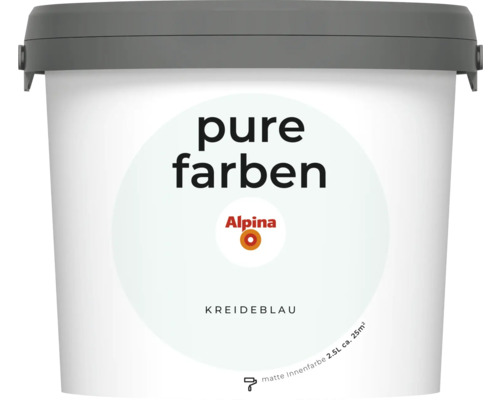 Peinture murale Alpina pure farben bleu craie 2,5 l Alpina Pure Farben peinture d''intérieur bleu craie, 2,5 litres