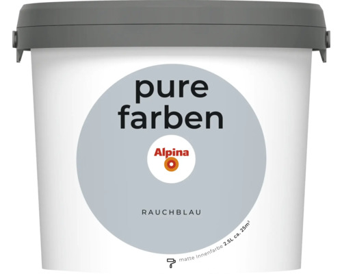Peinture murale Alpina pure farben bleu fumée 2,5 l Peinture d''intérieur Alpina Pure Farben Bleu fumée en seau de 2,5 litres