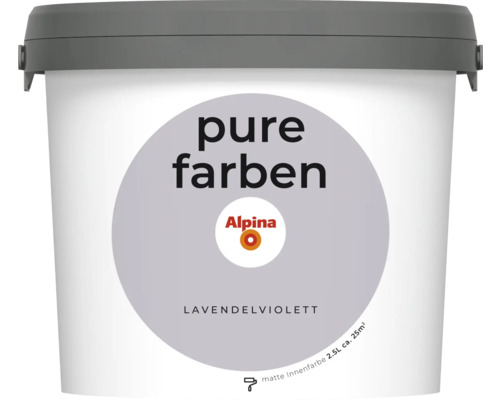 Peinture murale Alpina pure farben violet lavande 2,5 l Seau de peinture d''intérieur Alpina Pure Farben Lavendelviolett, 2,5 litres
