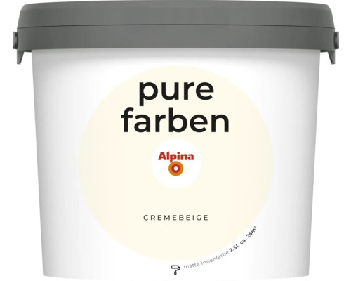 Peinture murale Alpina pure farben beige crème 2,5 l Pot de peinture Alpina Pure Farben beige crème pour intérieur, contenu 2,5 litres