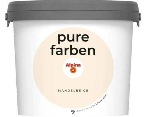 Peinture murale Alpina pure farben beige amande 2,5 l Pot de peinture d''intérieur Alpina Pure Farben beige amande, 2,5 litres