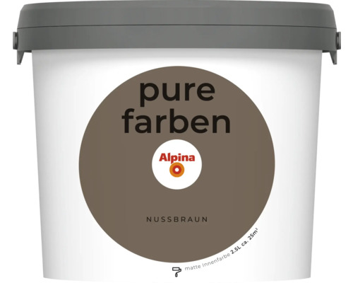 Peinture murale Alpina pure farben marron noyer 2,5 l Seau de peinture d''intérieur Alpina Pure Farben brun noyer, 2,5 litres