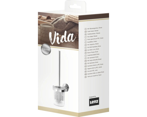 Verpackung einer WC-Bürstengarnitur mit Chrom-Elementen