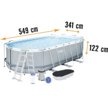 Bestway Frame Pool Set mit Leiter, Filterpumpe und Abdeckplane, circa 549 cm mal 341 cm mal 122 cm