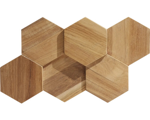 Carreaux muraux hexagonaux en bois