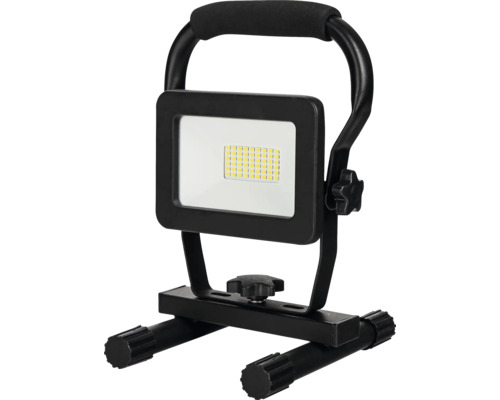 Projecteur de chantier à LED avec piètement IP65 20W 3300 lm 5000 K blanc froid alimentation 3G1.0 mm² H07RN-F avec fiche à contact de protection 3,0 m lxpXh 166x165x242 mm Projecteur de chantier à LED avec poignée de transport et pied