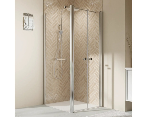 Paroi latérale pour porte de douche BREUER Elana 2.0 90 cm couleur du profilé argent décor de vitre verre transparent butée de paroi latérale à gauche