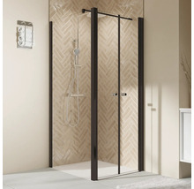 Cabine de douche avec cadre et portes en verre dans la salle de bain