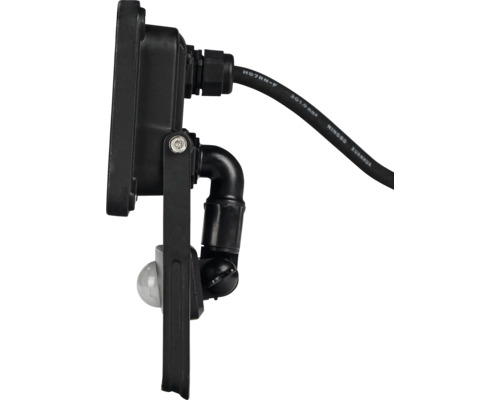 Vue détaillée d''un luminaire extérieur noir avec détecteur de mouvement