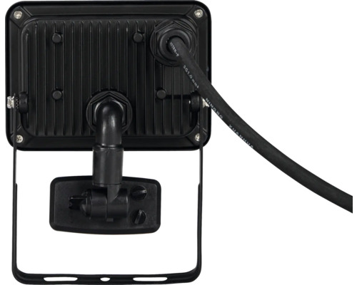 Vue arrière d''un projecteur LED avec câble et support de montage