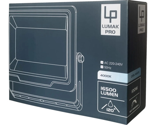Verpackung eines Lumak Pro LED-Strahlers, 16500 Lumen, 100 Watt