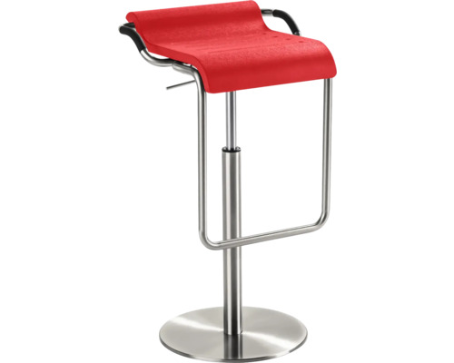 Tabouret de bar réglable en hauteur avec assise rouge et repose-pieds en métal