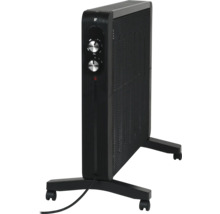 Radiateur à huile noir avec roulettes et commandes