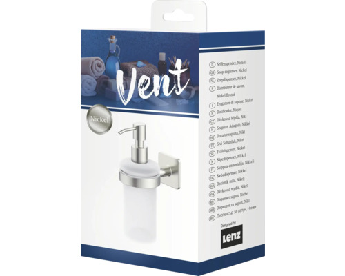 Verpackung eines Seifenspenders aus Nickel für die Wandmontage