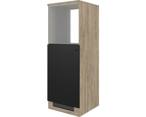 Caisson pour four/réfrigérateur encastrable de 88 Flex Well Capri 60 x 60 x 168,5 cm façade noir mat corps chêne sauvage Caisson pour four/réfrigérateur encastrable de 88 Flex Well Capri 60 x 60 x 168,5 cm façade noir mat corps chêne sauvage