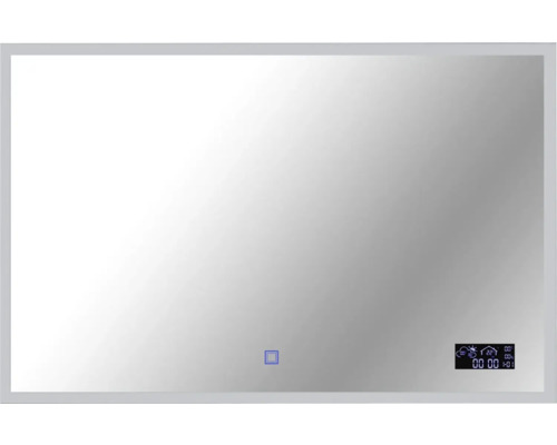 Miroir avec éclairage Cordia SMART LINE 100 x 65 cm argent IP 44 Miroir rectangulaire avec affichage numérique pour salle de bains