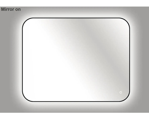 Miroir rectangulaire avec coins arrondis et éclairage