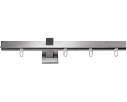 Set de tringles à rideaux avec glissement interne Square aspect inox 160 cm 20 x 20 mm