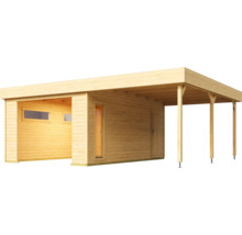 Holzgarage mit Geräteraum und Carport