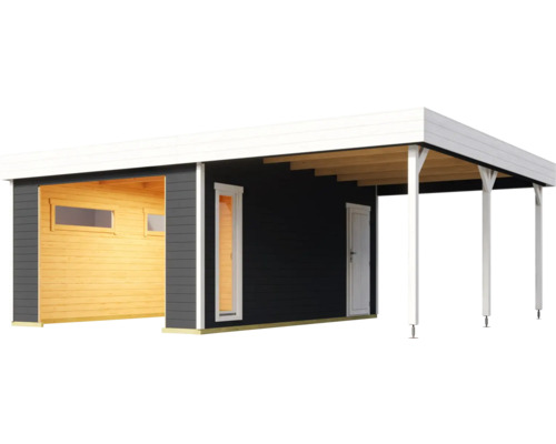 Holzgarage mit Carport Anbau