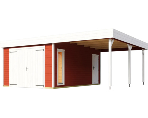 Holzgarage mit Carport und Doppeltor