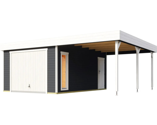 Garage mit Carport aus Holz