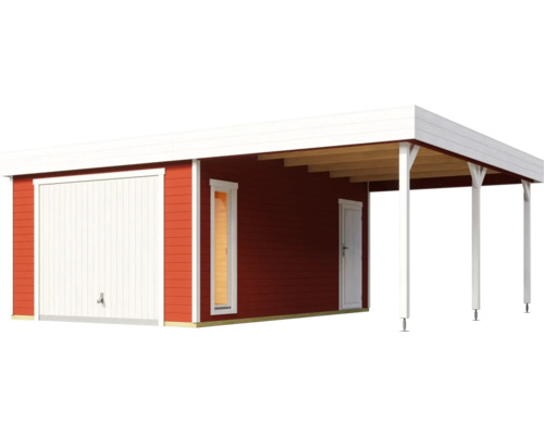 Holzgarage mit Carport und Seitentür