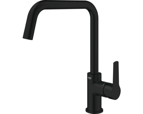 Robinet de cuisine noir avec bec haut