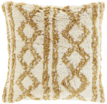 Quadratisches Zierkissen mit geometrischem Muster und Fransen