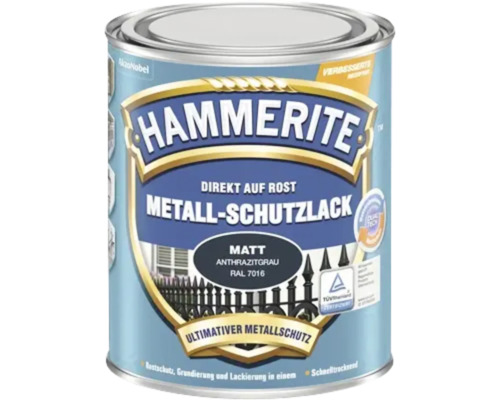 Laque de protection pour métaux HAMMERITE gris anthracite mat 750 ml Hammerite peinture de protection pour métaux directement sur rouille, gris anthracite mat RAL 7016