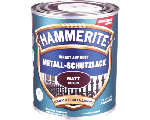 Peinture de protection pour métaux Hammerite, directement sur la rouille, brun mat, en pot métallique
