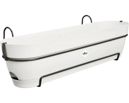 Jardinière de balcon blanche avec support et logo Elho