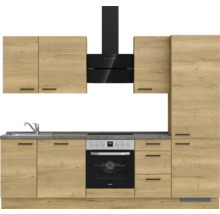 Bloc cuisine complète équipée NOBILIA Natur 270 cm façade chêne sierra mate variante à droite monté 4004539019911