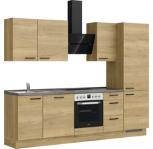 Bloc cuisine complète équipée NOBILIA Natur 270 cm façade chêne sierra mate variante à droite monté 4004539019911