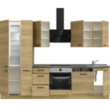 Bloc cuisine complète équipée NOBILIA Natur 300 cm façade chêne sierra mate variante à gauche monté 4004539020115