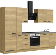 Bloc cuisine complète équipée NOBILIA Natur 300 cm façade chêne sierra mate variante à gauche monté 4004539020115