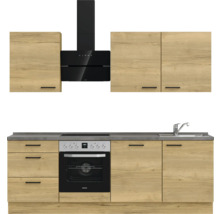 Bloc cuisine complète équipée NOBILIA Natur 240 cm façade chêne sierra mate variante à gauche monté 4004539019713