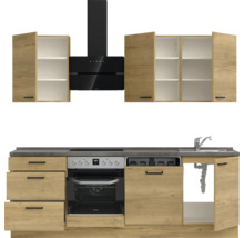 Bloc cuisine complète équipée NOBILIA Natur 240 cm façade chêne sierra mate variante à gauche monté 4004539019713