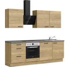 Bloc cuisine complète équipée NOBILIA Natur 240 cm façade chêne sierra mate variante à gauche monté 4004539019713