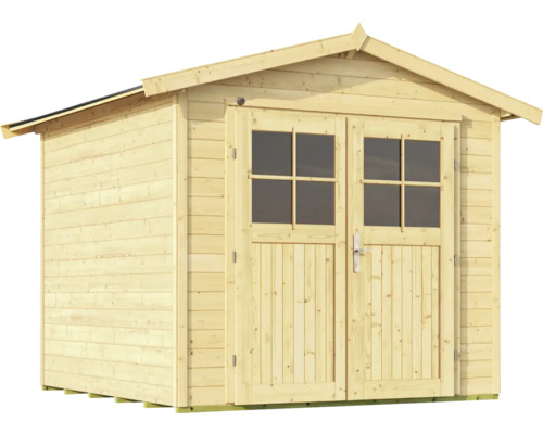 Abri de jardin en bois avec porte double et fenêtres